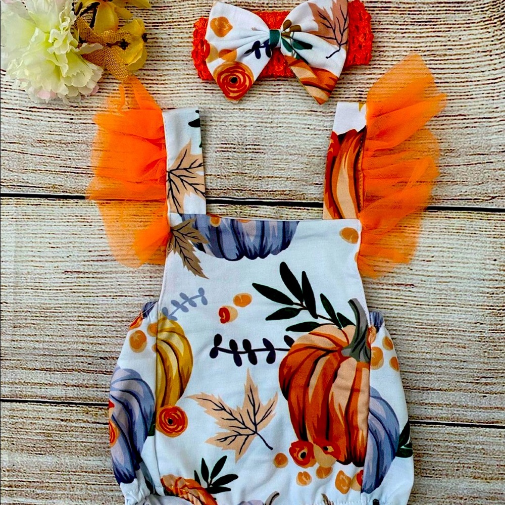 New Infant pumpkin Romper